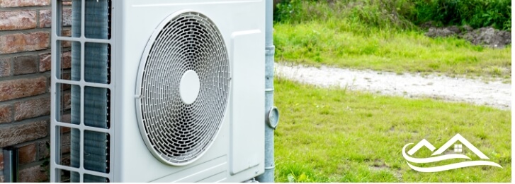 Heat pump unit outside of a building