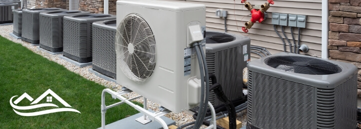 Heat pump unit outside of a building